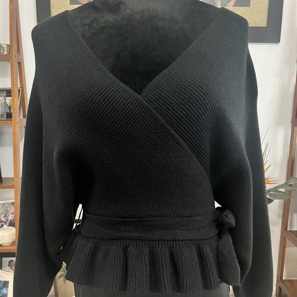 Indikah Women's Criss Cross Sweater Black 100% Polyester Size Small